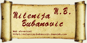 Milenija Bubanović vizit kartica